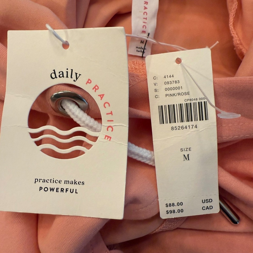 Daily Practice Anthropologie NWT Sport Cutout Crop Hoodie Rose Pink‎ Size Medium - Picture 6 of 10